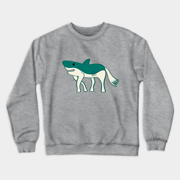 Horse Shark Weird Animal Hybrid Crewneck Sweatshirt by Alissa Carin